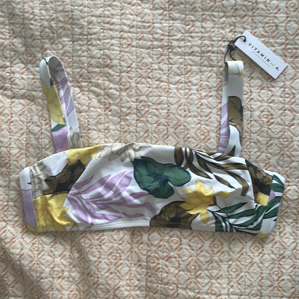 NWT Vitamin A Nico Tropical Print Bandeau Bikini Top